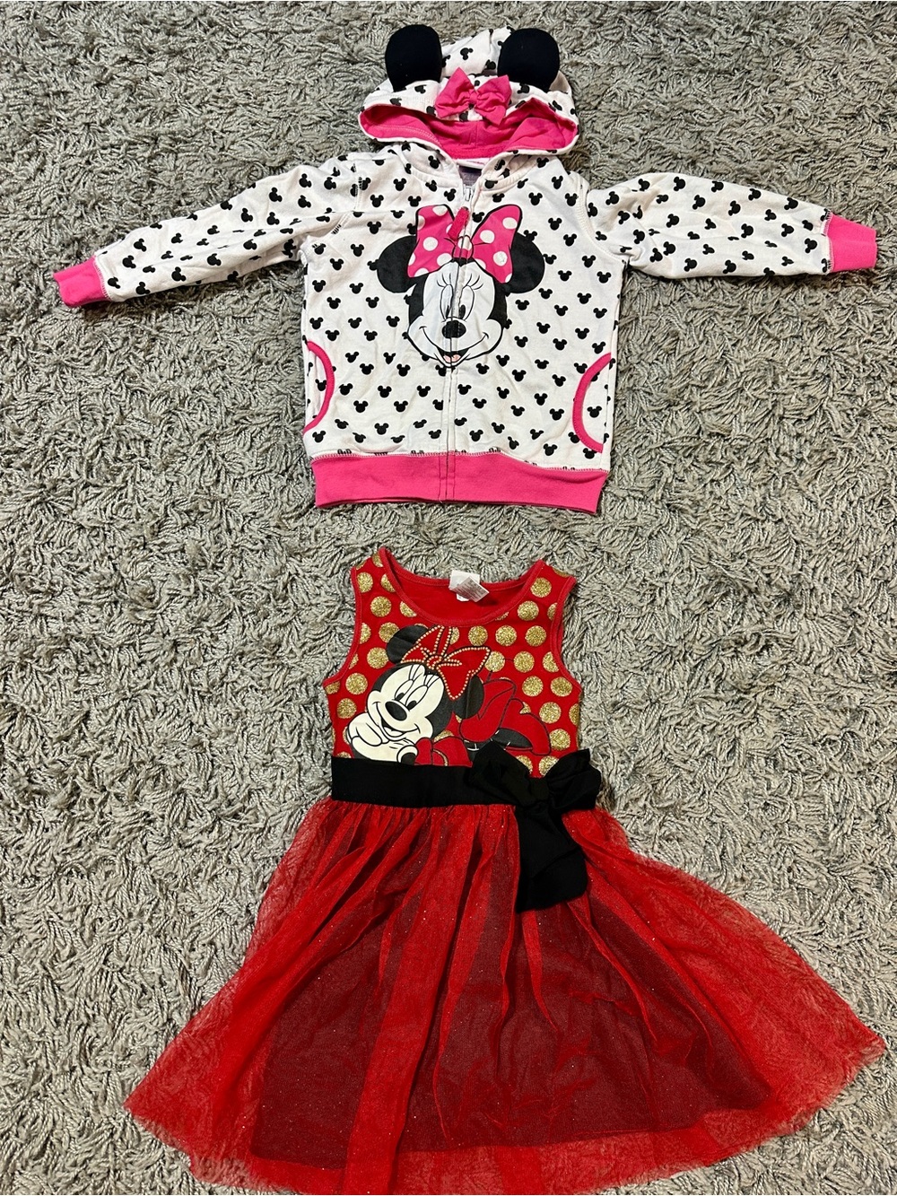 Disney Pink & Red Minnie Hoodie and Red Tulle Dress Set
